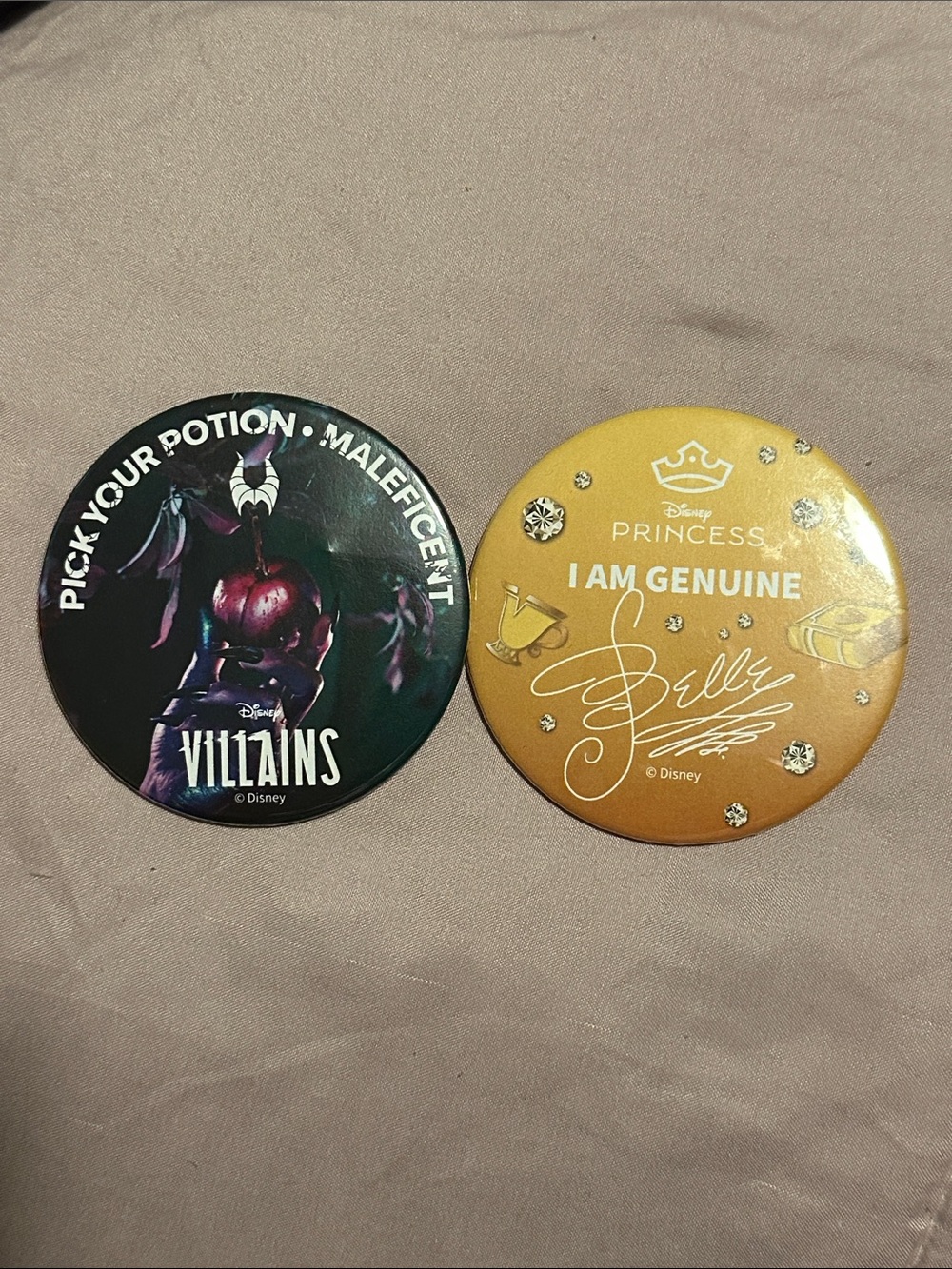 Disney Maleficent & Belle Decorative Pin Buttons - Purple, Black & Gold